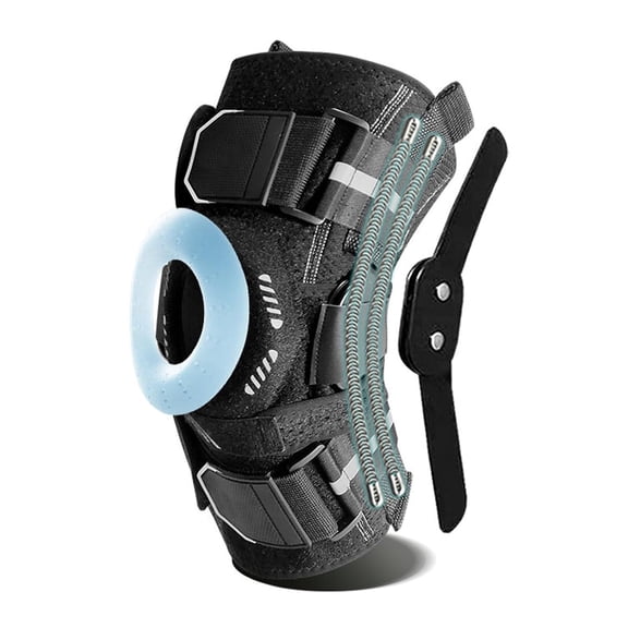 Adjustable Hinged Knee Brace for Men & Women, Patella Gel Pad Support, Arthritis Pain Relief, Knee Stabilizer with Side Metal Hinges & Straps for Running, Sports, Injury Recovery, Joint Protection