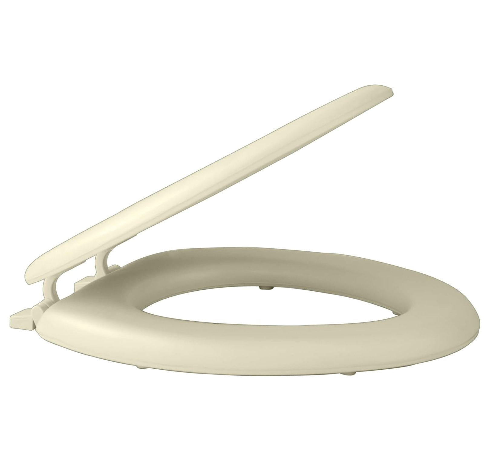 Adjustable Hinges Soft Elongated Toilet Seat, Vinyl Toilet Seats with Non Slip Grip Tight Bumpers, Oval Shape Heavy Duty Plastic Bathroom Toilet Seat Close Lid Set, Bone