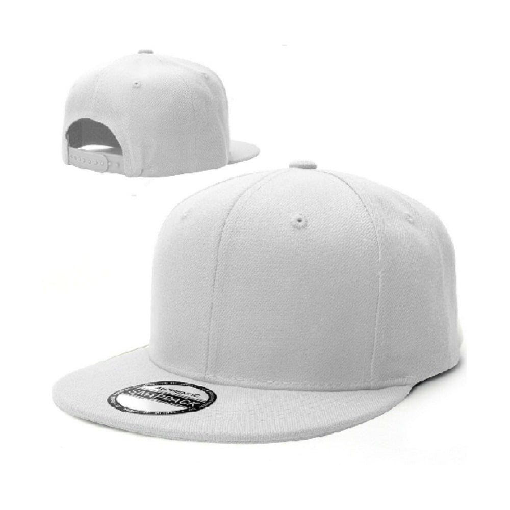 Adjustable Hip Hop Baseball Cap Solid Plain Blank Men Snapback Hat Flat  Trucker White - Walmart.com
