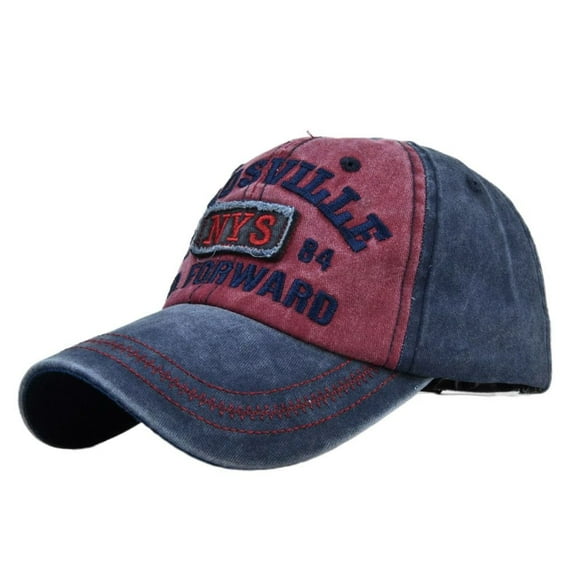 Adjustable Hip Hop Outdoor Sports Men Women Denim Sunscreen Hats Distressed Faded Hats Snapback Caps Letter Embroidery Baseball Caps NAVY&WINE RED