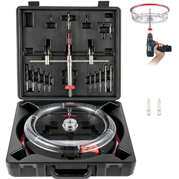 Adjustable Hole Saw Kit (1-5/8" to 8") - Twin Blade Recessed Cutter w/Dust Shield & Pilot Bits for Wood/Drywall