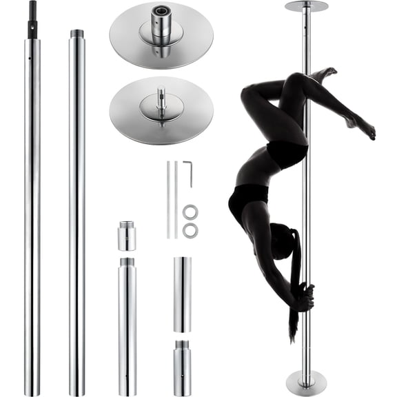 Adjustable Home Fitness Pole, 45mm Stainless Steel Dance Pole Kit for Gym&Exercise, Portable Spinning or Static Dancing Pole, Silver