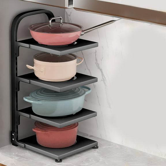 Adjustable Home Kitchen Storage Rack for Pots and Pans, Strong Load Bearing Capacity, Ventilated Kitchen Organizer