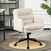 Adjustable Home Office Chair(300lbs), Computer Desk Chair with Wheels, Cream