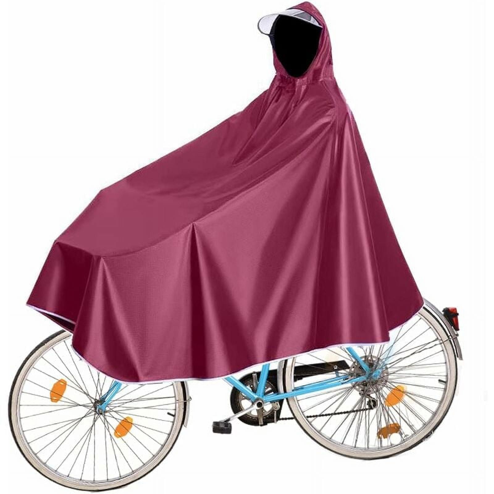 Unisex Hooded Rain Cape, Multifunction Rain Poncho for Innovative Neck Sliding Chain Design and Added Safety Reflective Edges