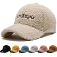 thumbnail image 1 of Adjustable Hook Loop Fasteners Extended Brim Baseball Cap Women Autumn Winter Artificial Lamb Wool Outdoor Hat,Pink, 1 of 8