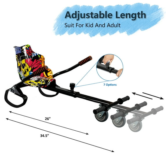 Adjustable Hoverboard Seat attachment Hoverboard go kart Conversion Kit Accessories for Hoverboard in 6.5"-10" Graffiti