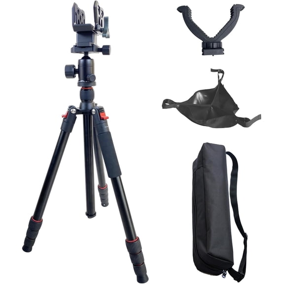 Adjustable Hunting Shooting Stick Tripod  Rifle & Pistol Rest Stand for Gun,Rifles and Crossbows, Tripods with V Yoke Saddle Clamp Sticks