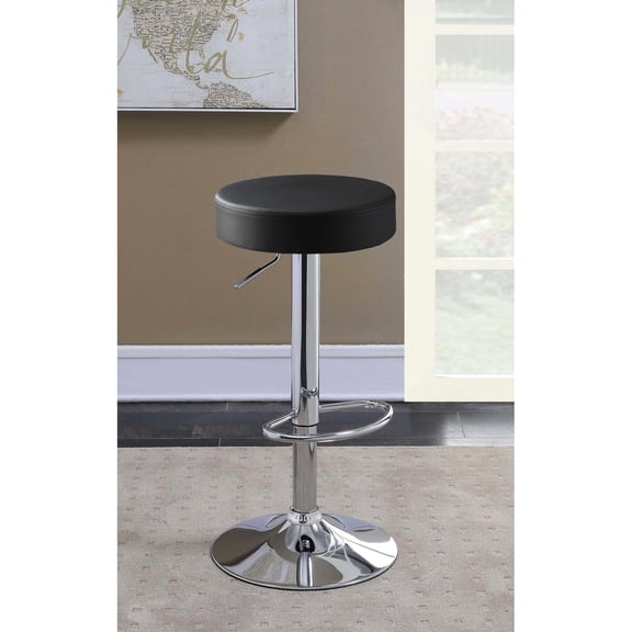 Adjustable Hydraulic Bar Stool | Suitable for Various Interior Styles | Chrome Finish and Black Seat | Comfortable for Wine and Dine