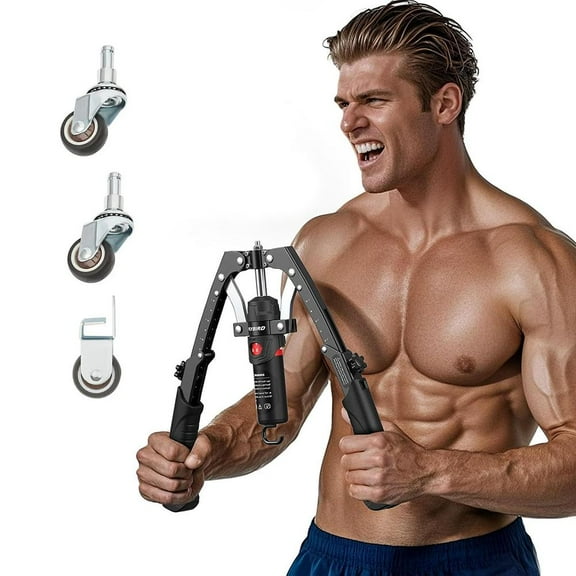 Adjustable Hydraulic Twister - Chest & Arm Twister & Core Trainer, 22-440lbs for Strength, 3-in-1 Chest Trainer with AB Roller Wheel, Creating A Perfect Curve at Home