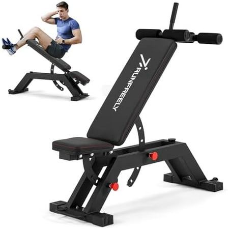 Adjustable Incline Decline Weight Bench for Home Gym, 1000LBS FID Ab Workout Bench with Leg Roller Attachment and Handle for Reverse Crunch, Bench Press, Sit Up and Abs Curl$$Sport & Recreation Other