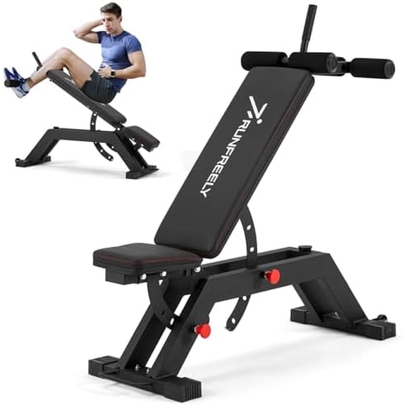 Adjustable Incline Decline Weight Bench for Home Gym, 1000LBS FID Ab Workout Bench with Leg Roller Attachment and Handle for Reverse Crunch, Bench Press, Sit Up and Abs Curl$$Sport & Recreation Other