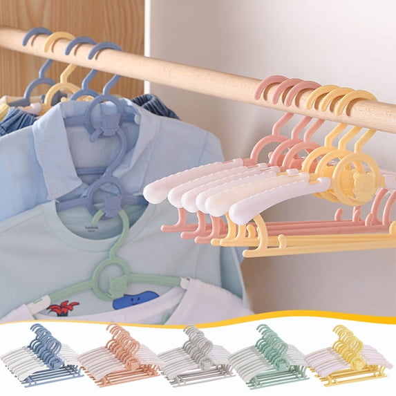 Adjustable Infant Clothes Hangers 10 Pack – Non-Slip Plastic Nursery Coat Hangers with Buckles, Space-Saving Telescopic Design for Tops and Pants