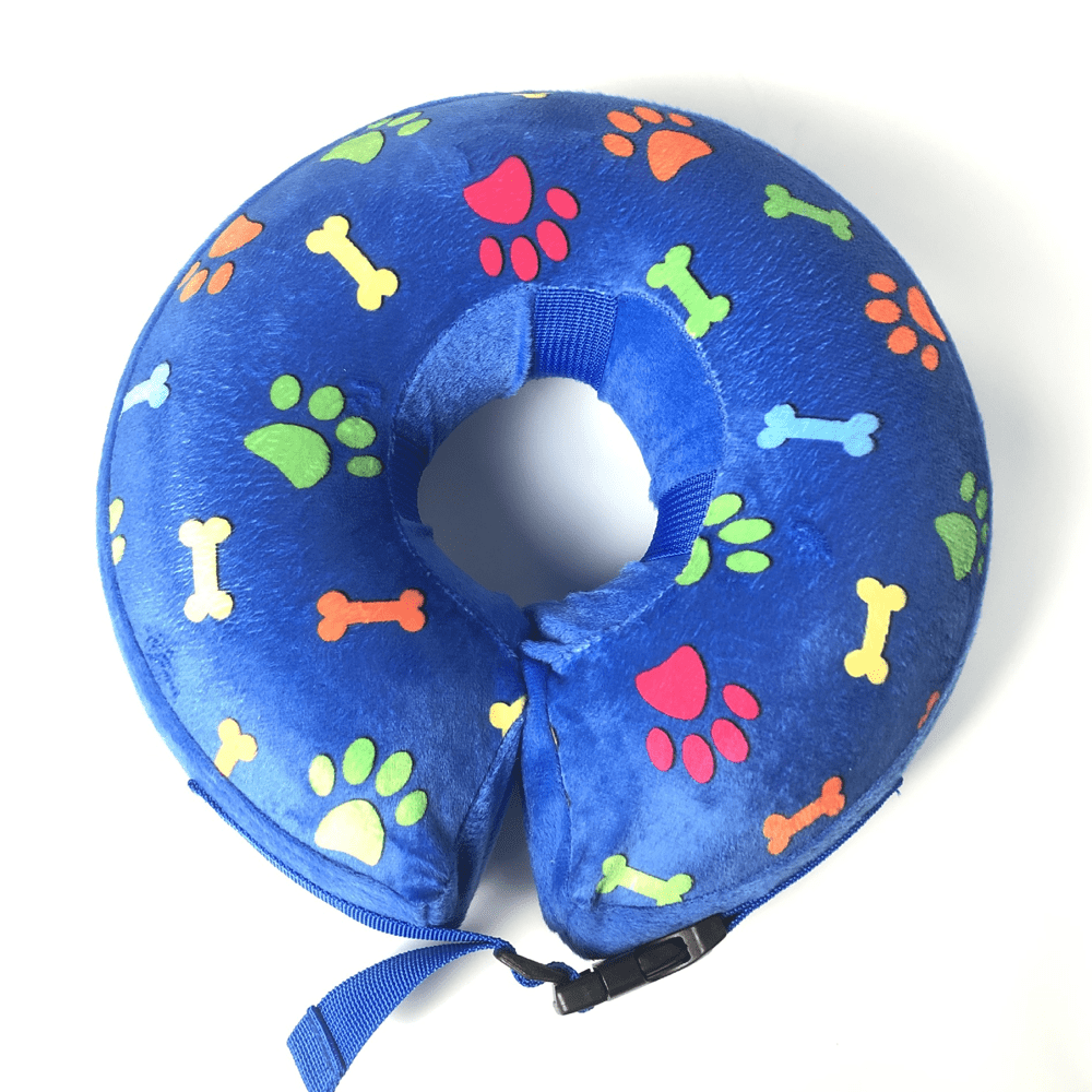 Adjustable Inflatable Pet Collar, Blue, 5.5" Inner Diameter, Post