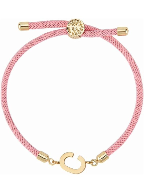 Adjustable Initial Bracelet for Women Letter A-Z Personalized Bracelets Making Women Jewelry Gift Pink
