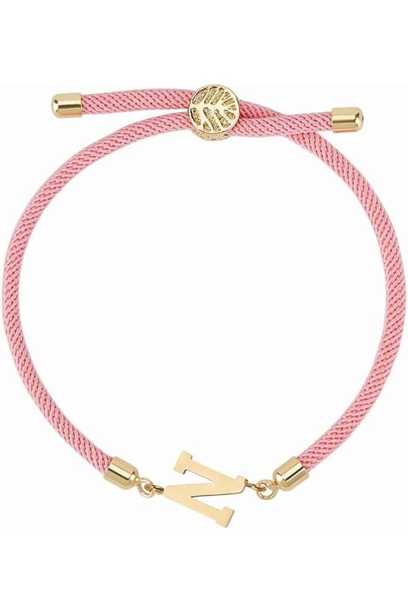 Adjustable Initial for Letter A-Z Personalized Bracelets Gift Pink