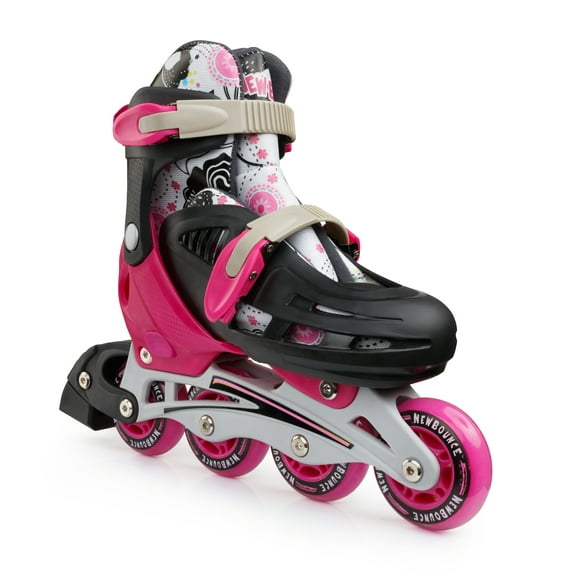Adjustable Inline Roller Skates, 4 Wheel - Pink