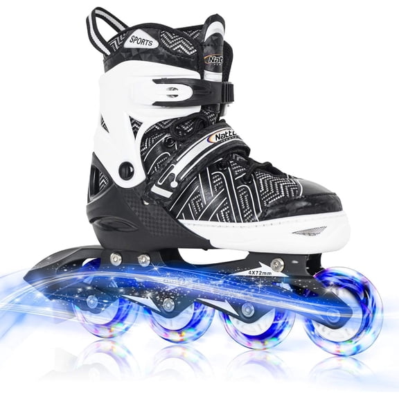 Adjustable Inline Skates for Kids Boys & Girls with Light up Wheels, Youth Blade Roller Skating for Beginners Ages 3-15 Black