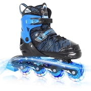 Adjustable Inline Skates for Kids Boys & Girls with Light up Wheels, Youth Blade Roller Skating for Beginners Ages 3-15 Blue