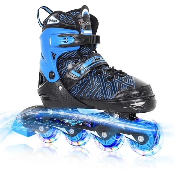 Adjustable Inline Skates for Kids Boys & Girls with Light up Wheels, Youth Blade Roller Skating for Beginners Ages 3-15 Blue