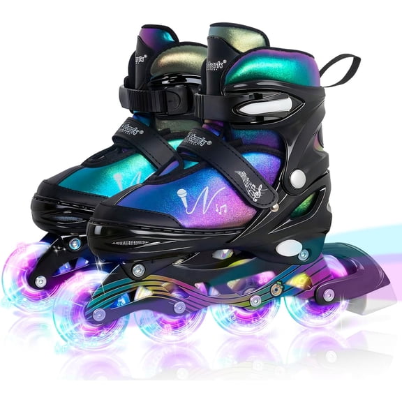Adjustable Inline Skates for Kids Teens with Light-Up Wheels, Gradient Color Smooth Glide