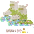 thumbnail image 1 of Adjustable Inline Skates with Light up Wheels, Outdoor Roller Skates for Kids Girls Boys Youth Beginners (Large, Green), 1 of 8