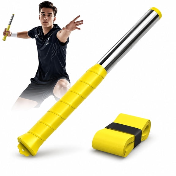 Adjustable Intensity Badminton Swing Trainer, Stainless Steel Grip Training Aid for Strength, Swing Correction & Precision Practice