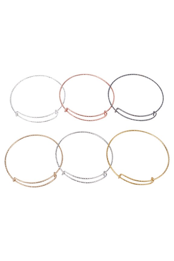 Adjustable Iron Bangle Making Textured Mixed Color 2-3/8 inch(6.2cm) 36pcs/set