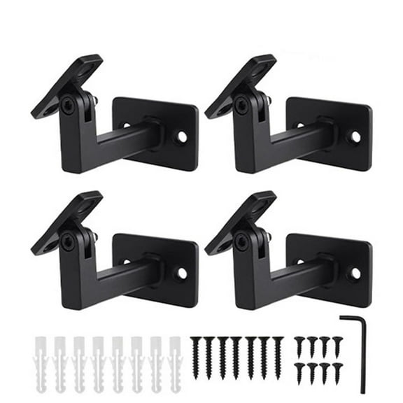 Adjustable Iron Handrail Brackets,Wall Mount Railing Support,Set of 4 with Hardware