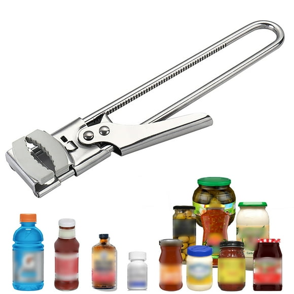 Adjustable Jar Opener Stainless Steel Professional Manual Jar Bottle Opener Good Glass Lid Remover Kitchen Accessories Useful Items for Seniors Go Swing Can Opener Metal Suction Dispensing