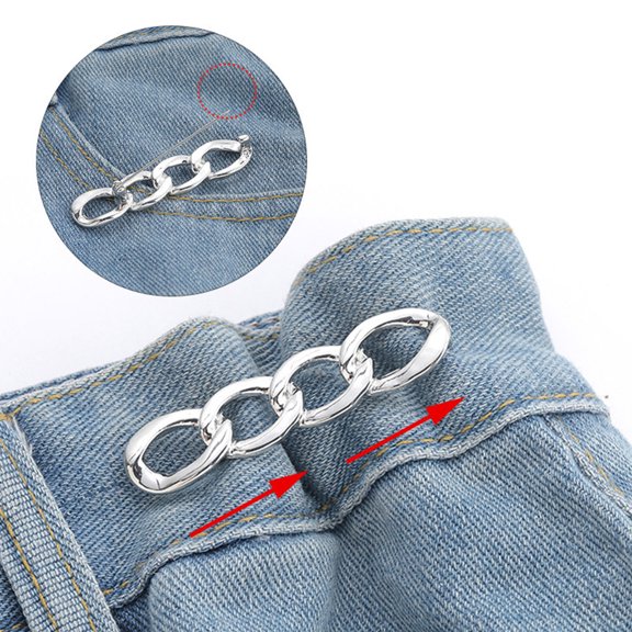 Adjustable Jeans Waist Button Pin Tightening Tool, Heavy Duty Seamless Removable Pant Extender and Reducer Fastener for Denim Skirts and Loose Trousers
