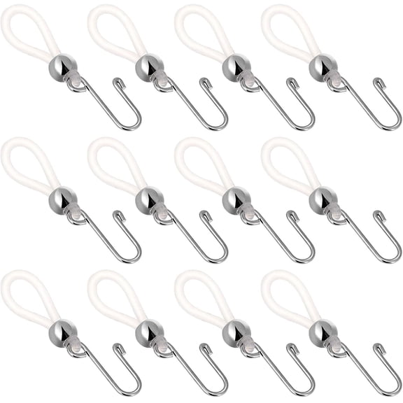 Adjustable Jeans Zipper Holder No-Slip Metal Hooks with Silicone Loop 12 Pack