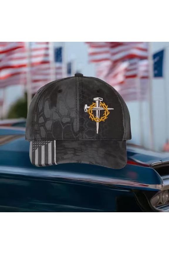 Adjustable Jesus 3 Nail Cross Hat, Christian Cross Three Nail Hat with American Flag, Baseball Cap for Men & Women