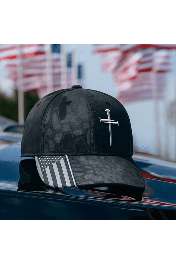 Adjustable Jesus 3 Nail Cross Hat, Christian Cross Three Nail Hat with American Flag, Baseball Cap for Men & Women