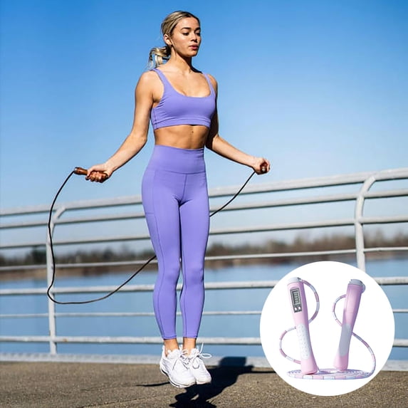 Adjustable Jump Rope Ergonomic Smart Counting Skipping Rope with Non- Handle Portable Digital Counter Fitness Speed Rope For Adult Family Home Gym Workout