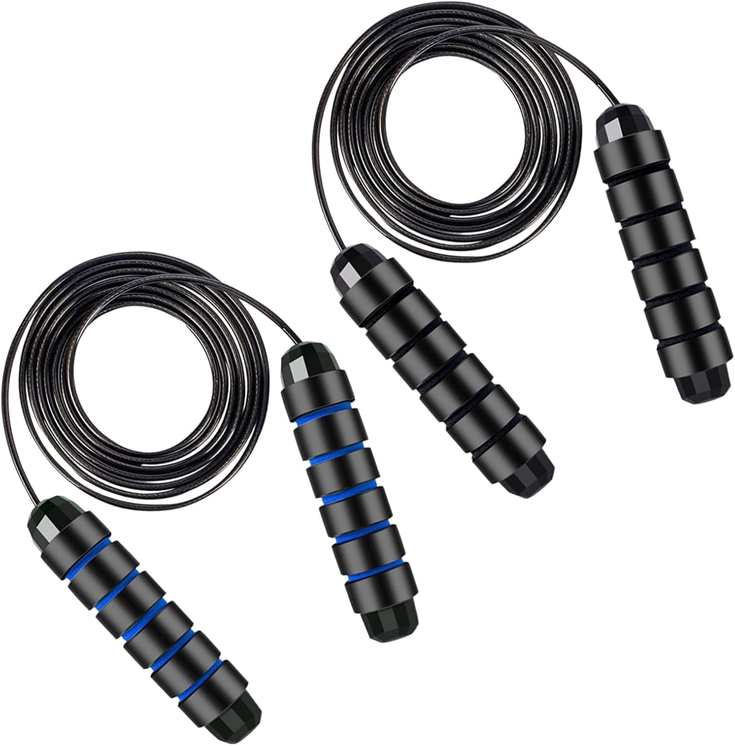 Adjustable Jump Ropes for Fitness, Tangle-Free Jumping Rope, Swivel Speed Skipping Rope with Comfortable Foam Handles, Steel Workout Jump Ropes for Women Men Home Gym Exercise & Slim Body