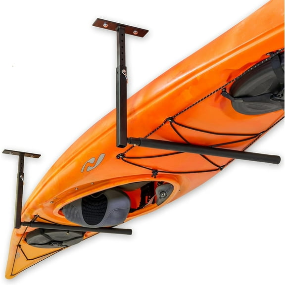 Adjustable Kayak Ceiling Rack Hi Port 2 Garage Hanger | Overhead Storage for Recreational & Touring Kayaks Organization