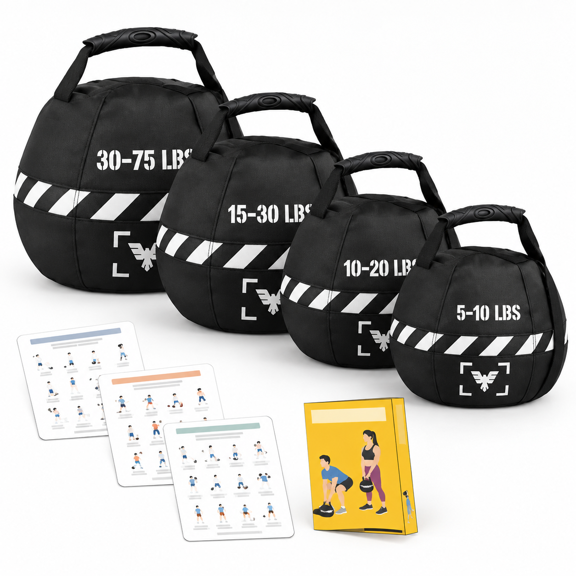 Adjustable Kettlebell Sandbag, Black, 30-75 lbs, Heavy Duty for Home Gym Workouts