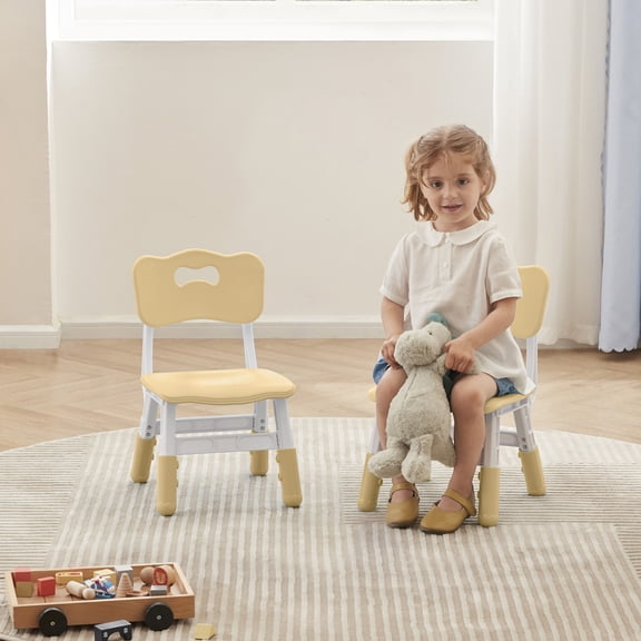 Adjustable Kids Chairs 2-Pack, 3-Level Height Toddler Chairs for Ages 2-8, Plastic Kids Furniture for Daycare, Classroom, Home, Playroom