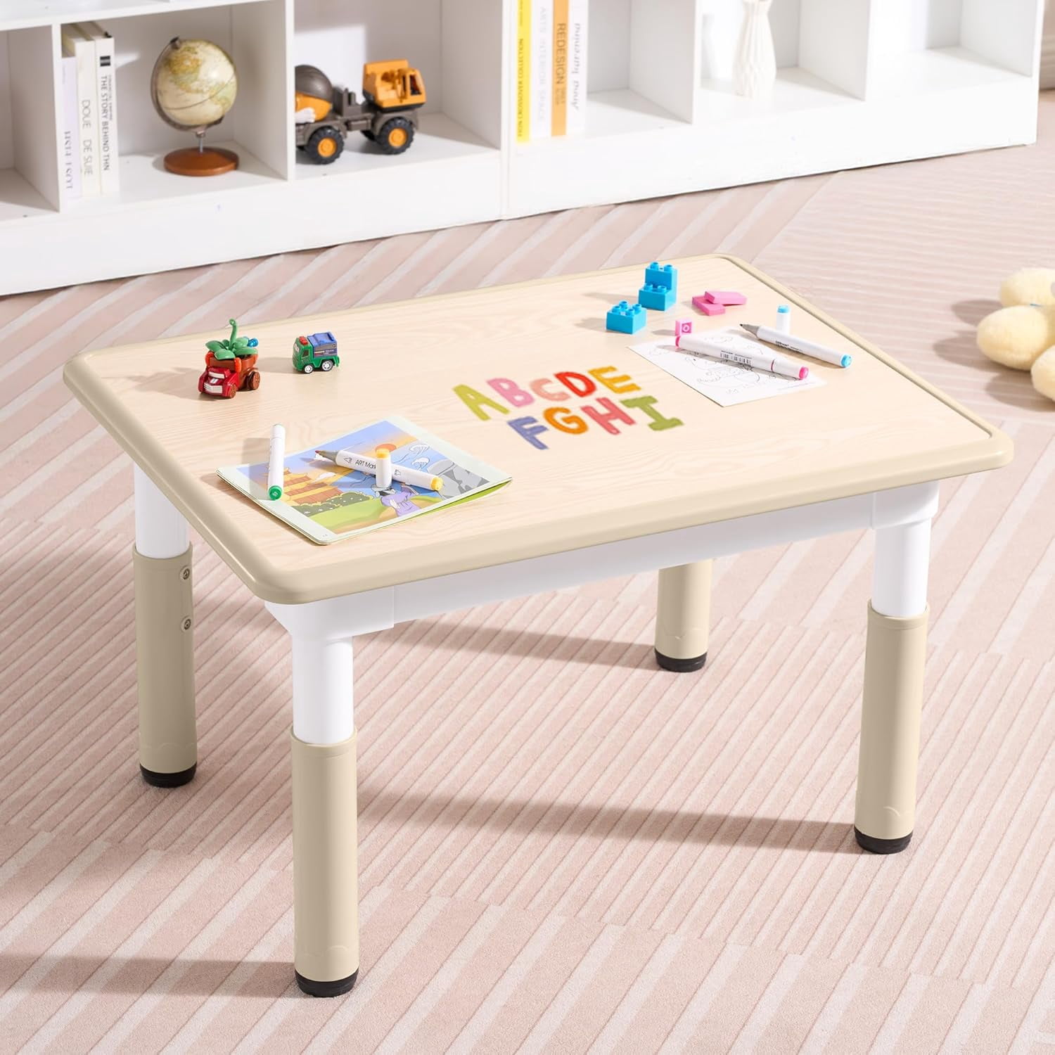 Adjustable Kids Table, Arts and Crafts Child Table with Graffiti ...