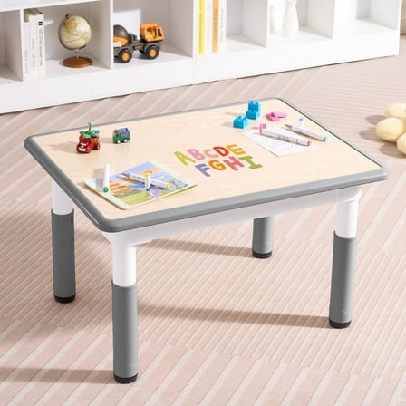 Adjustable Kids Table, Arts and Crafts Child Table with Graffiti Desktop, 7 Level Height Adjustable Children Table for Ages 3-8, Easy to Wipe Toddler Desk for Classrooms/Daycares/Homes