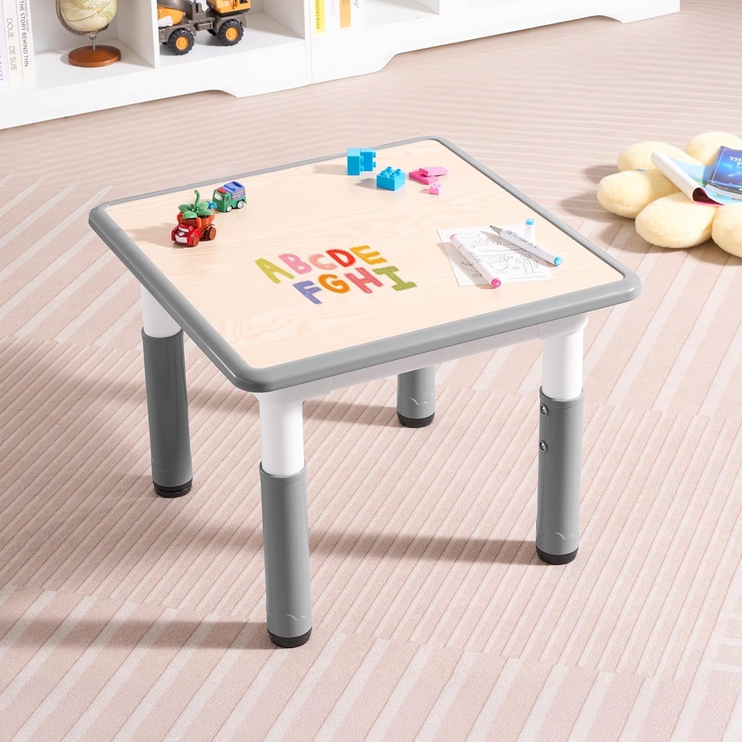 Adjustable Kids Table, Arts and Crafts Child Table with Graffiti ...