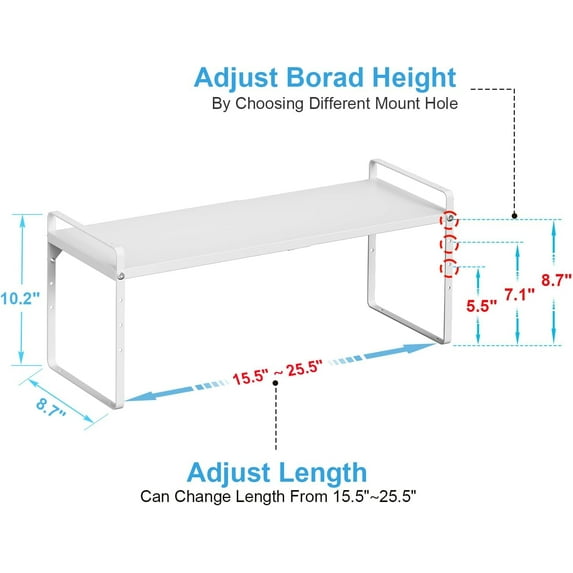 Adjustable Kitchen Cabinet Shelf Organizers Set of 3, Expandable Countertop Storage Shelves for Kitchen Counter, Stackable Design, Heavy Duty Space Saver