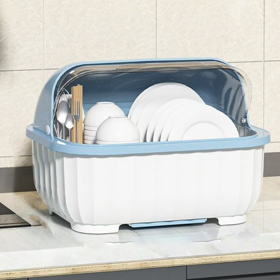 Adjustable Kitchen Dish Rack and Utensil Storage Box with Drainage and ...
