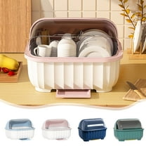 Adjustable Kitchen Dishware Organizer with Drainage | Plate & Bowl Rack | Utensil Storage Box with Lid | Space-Saving Cabinet Organizer for Cutlery & Tableware