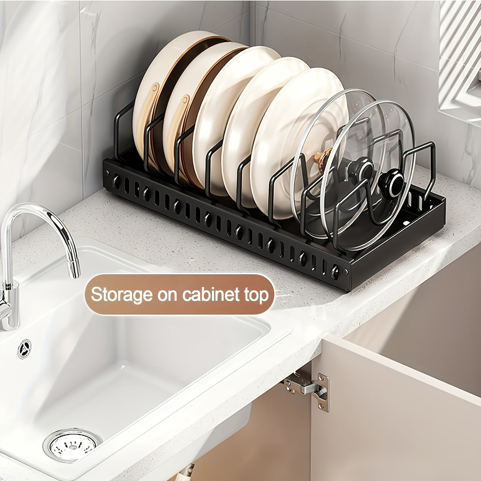 Adjustable Kitchen Utensil Storage Box with 8 Dividers & Sliding Cover ...