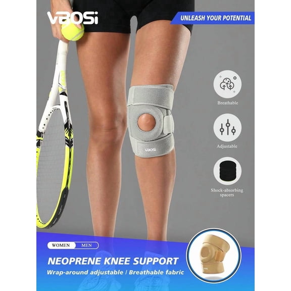 Adjustable Knee Brace for Pain Relief, Compression Patella Support Strap for Men and Women, Breathable Knee Sleeve for Running and Gym, Small, Black