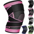thumbnail image 1 of Adjustable Knee Support Brace 1 pack Compression Knee Sleeves for Men Women Use for Meniscus Tear, Arthritis, Tendinitis, Ligament Injury,Weight Lifting, Anti Slip Knee Brace (Rose Red, X-Large), 1 of 7