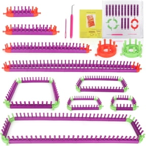 Adjustable Knitting Looms Set -Customized Sizes for Your Project-Afghan Loom-Blanket Loom-Sock Scarf Loom-Hat Loom for Crocheting-Crochet Loom with Loom Knitting Book Hook Needle (All-in-one) | Plast