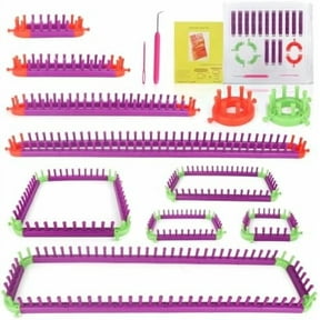 Adjustable Knitting Looms Set -Customized Sizes for Your Project-Afghan Loom- Loom-Sock Scarf Loom-Hat Loom for Crocheting-Crochet Loom with Loom Knitting Book Hook Needle (All-in-one)